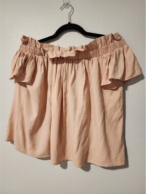 Lucca Boho Peach Off-Shoulder Short Sleeve Top Size Small